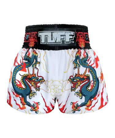 Tuff Sport Boxing Muay Thai Shorts Dragon Skull Kick Martial Arts Training Gym Clothing Trunks Red Ancient Dragon Small