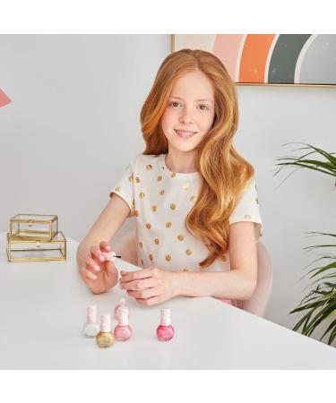 Three Cheers for Girls Pink & Gold Hexagon Shimmer Nail Polish Set - 5 Pack Non-Toxic Kit for Kids & Teens, Ages 8 - Buy Online on GoSupps.com