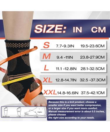 Copper Ankle Brace for Men & Women - Compression Sleeve for Plantar Fasciitis Achilles Tendonitis Pain Relief - Large (1 Pair) - Ideal Everyday Support - Buy Online on GoSupps.com