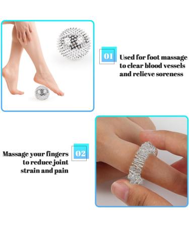 Neerix 2 Couples Hedgehog Massage Set | 10pc Acupressure Ring & Fitness Nop Ball for Foot Hand & Back Muscle Relief - Magnetic Acupressure Balls (Silver) - Buy Online on GoSupps.com