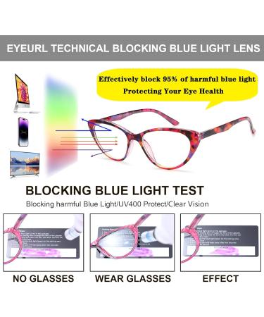 EYEURL Cat Eye Reading Glasses for Women - Blue Light Blocking +1.50 Readers (2 Pack) with Stylish Purple/Pink Pattern Design - Perfect for Computer Use - Buy Online on GoSupps.com