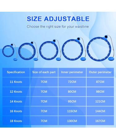 Adjustable Smart Weighted Hoop for Adults - Quiet Waist Fitness Exercise for Weight Loss - Blue - Buy Online on GoSupps.com
