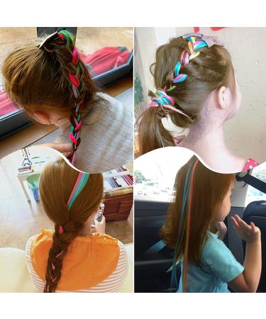 VEGCOO 4 Pieces Kids Hair Extension Rainbow Princess Unicorn Hair Clips Children Highlights Neon Colors Hairpin for Girls Princess Birthday Party Daily - Buy Online on GoSupps.com