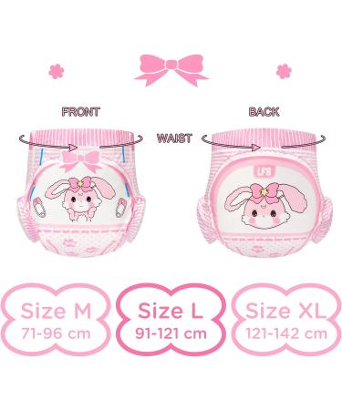 LittleForBig Adult Printed Diaper 10 Pieces - Baby Usagi Pink L - Large 36-48 - Buy Online on GoSupps.com