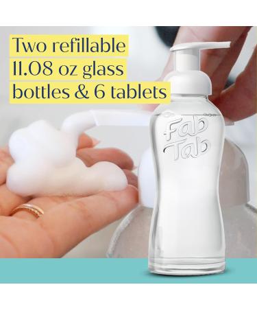 Fab Tab Dual Foaming Hand Soap Kit - 2 Refillable Glass Foaming Hand Soap Dispensers + 6 Tablet Refills - Variety Scents - Makes 6 x 11.9 Fl oz Bottles (71 Fl oz Total) 11.9 Fl Oz (Pack of 6) - Buy Online on GoSupps.com