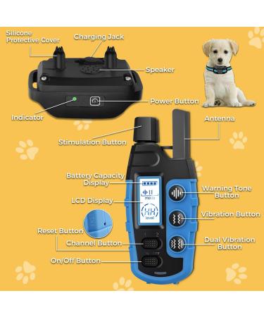 Dog Training Collar with Remote 3300Ft Remote Range Beep (1-8) & Vibration (1-16) Training Modes USB Rechargeable IP67 Waterproof Remote Anti Bark Collar for Large Medium Small Dogs (BLUE) - Buy Online on GoSupps.com