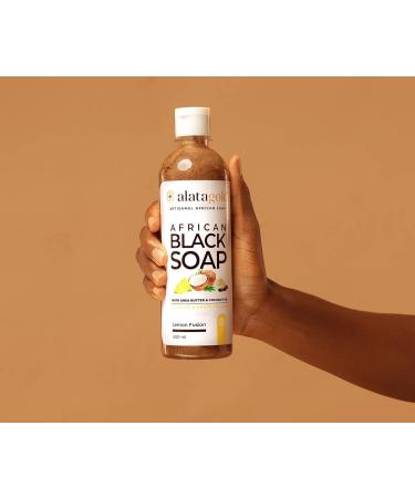 AlataGold African Black Soap Shower Gel (16.9 oz) - Shea Butter, Honey, Aloe Vera & Coconut Oil Body Wash - Pack of 2 - Lemon Scent - For Acne & Sensitive Skin - Buy Online on GoSupps.com