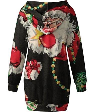 Yihaojia Christmas Hoodies Dresses for Women Funny Santa Graphic Shirt Long Sleeve Pullover Tunic Hoodie Dress with Pocket Black#138 XX-Large - Buy Online on GoSupps.com