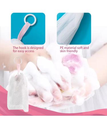 Mesh Soap Bag Foaming Net for Face Washing 5Pcs Soft Skin-friendly Soap Net with Hanging Rope PE Cleanser Foamer Bubble Net for Bathroom - Buy Online on GoSupps.com