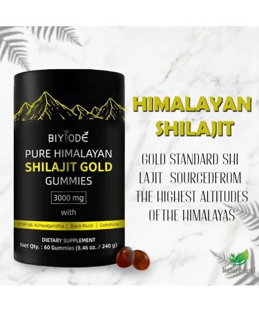 Pure Himalayan Shilajit Gummies Natural Daily Supplement with Ashwagandha 60 Gummies Non-GMO & Sugar-Free - Buy Online on GoSupps.com