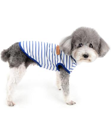 Zweitea Summer Dog Shirts for Small Dogs - Striped Breathable Cotton Vests & Tank Tops | Soft Puppy Clothing in Blue XXL - Buy Online on GoSupps.com