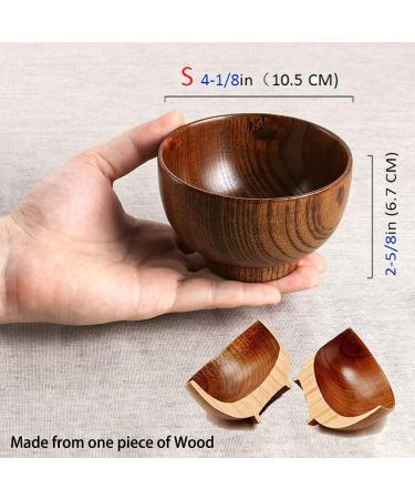 SKORDO 6 Pcs Wood Bowls Serving Tableware for Rice Soup Dip Coffee Tea Decoration Wooden Salad Bowl Kitchen Cutlery Set - Buy Online on GoSupps.com