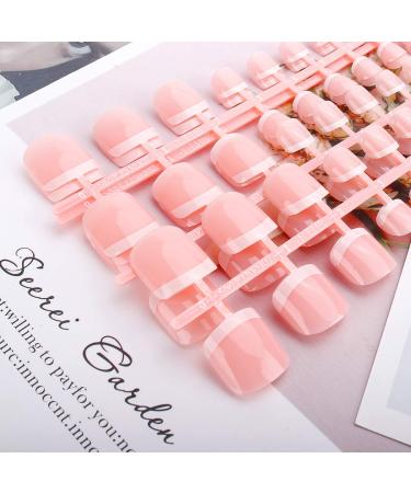 120PCS French Toenails Press On Kit - Short Square Full Cover Pink Fake Toe Nails for Women/Girls - Buy Online on GoSupps.com