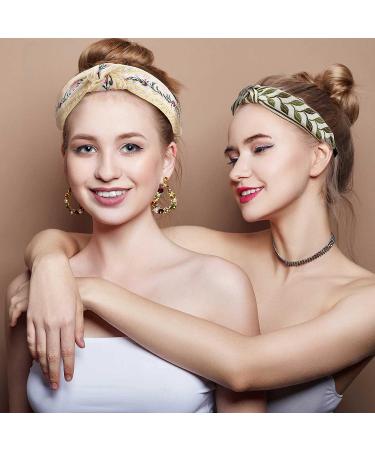 Chuangdi Boho Floral Wide Headband Set - Handmade Knot Embroidery Turban Headband for Women & Girls - Buy Online on GoSupps.com