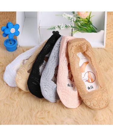 Yangwen Women's Invisible Lace Boat Socks - 5 Pairs of Slippery Elastic Ultra-Thin F lings in 5 Colors - Buy Online on GoSupps.com