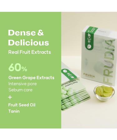FRUDIA WELCOS Green Grape Pore Control Mask - Korean Sheet Mask for Pore Minimizing & Oil Control (Pack of 10 - Buy Online on GoSupps.com