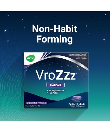 AXIV VrozZZ Nighttime Sleep Aid Softgels Diphenhydramine HCl 25mg Non-Habit Forming Liquid-Filled Capsules 72 Count - Buy Online on GoSupps.com