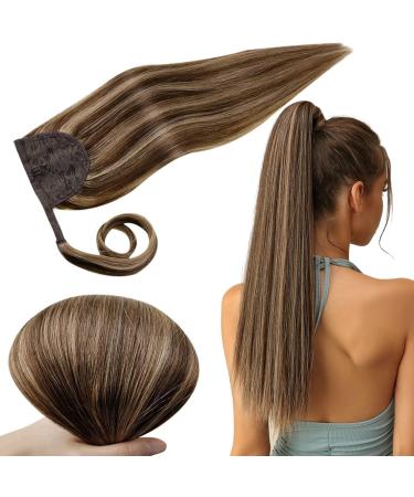 Runatur real hair braid brown highlight blond 40cm real hair ponytail extensions real hair dark brown with dark blonde straight extensions ponytail brown blond 80g #3p12 40 cm 1-braid #3P12 - Buy Online on GoSupps.com