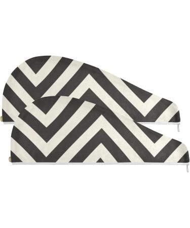 Black Line Hair Towel 2 Pack - Super Absorbent Quick Dry Hair Turbans for Women & Girls - Buy Online on GoSupps.com