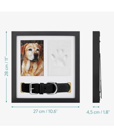 Navaris Pet Paw Print Kit Frame - 3-in-1 - Dog Paw Print Kit - Cat Paw Print Clay Kit for Home Decoration - Puppy Photo Frames for Wall Hanging and Decor Black - Buy Online on GoSupps.com