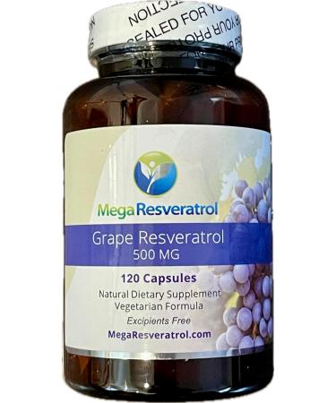 Mega Resveratrol Red Grape Skin Piceid Resveratrol Water-Soluble/High Absorption/Boosts Nitric Oxide. 500mg per Capsule. Purity Certified. NO Toxic inactive Ingredients. Keto Vegan Non-GMO.