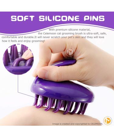 Soft Dual Rubber Pins CeleMoon Cat Brush | Silicone Washable Grooming Shedding Massage Bath Pet Brushes | Safe & Gentle | Removes Hair Mats, Tangles, and Loose Fur | For Short to Long Hair Indoor Cat Kitten - Buy Online on GoSupps.com