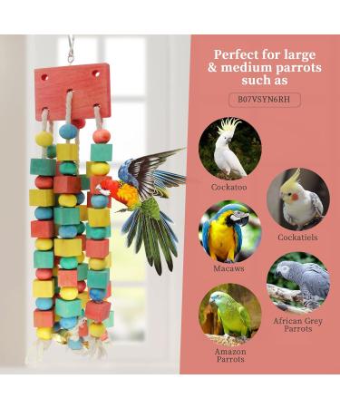 MQUPIN Bird Chewing Toy for Small Parrots - Multicolored Wooden Blocks - Ideal for Cockatiels & African Greys (S-20 inch) - Buy Online on GoSupps.com