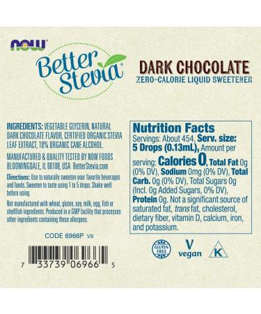 Now Foods Better Stevia Dark Chocolate Liquid Sweetener - Zero Calorie, 2 fl oz - Buy Online on GoSupps.com
