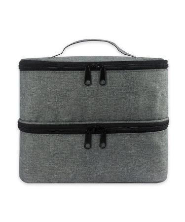Nail Polish Organizer Bag SUCCEASY Double Layer Nail Polish Storage Bag 30 Grids Nail Polish Holder Manicure Tools Nail Polish Lipstick Portable & Beauty Tools Storage Box (Gray)
