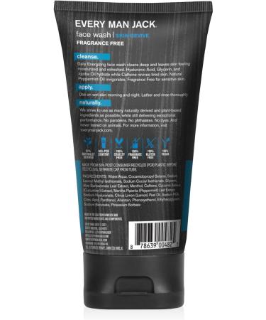 Every Man Jack Daily Energizing Face Wash for Men - Deeply Cleanse Moisturize and Revive Dry Tired Skin with Hyaluronic Acid and Caffeine - 148 mL Men's Face Wash - Twin Pack - Buy Online on GoSupps.com