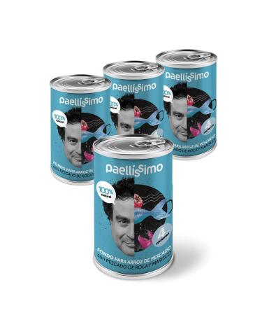 Paellissimo - Concentrated Rice and Fish Broth with Rock Fish and Seafood | 100% Natural and Gluten Free | 4 Servings per Box (Content per Box 400gr) | 4 Units