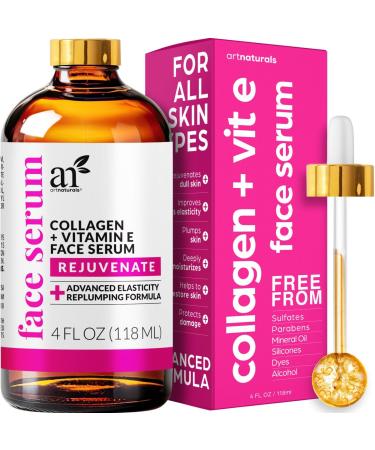 artnaturals Collagen Booster Serum for Face - Anti-Aging Reduces Wrinkles and Boosts Collagen - Heals and Repairs Skin - Improves Tone and Texture - Hyaluronic Acid & Vitamin E - 4 oz.