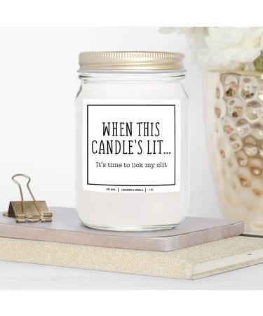 YouNique Designs Romantic Candles - When This Candle is Lit It's Time to Lick | 7oz Soy Aromatherapy Candle for Him - Lavender & Vanilla - Buy Online on GoSupps.com