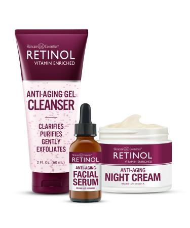 LIVAURA Retinol Anti-Aging Night Essentials 3 Step Renewal Kit The Original for a Younger Look Smooths Restores and Refines Cleanse Treat Repair & Hydrate On-The-Go