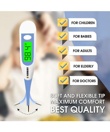 Fast Reading Digital Thermometer for Adults & Babies | Backlight Display, Memory Recall, C/F Switchable | Oral & Rectal Thermometer for Fever | Light Blue - Buy Online on GoSupps.com