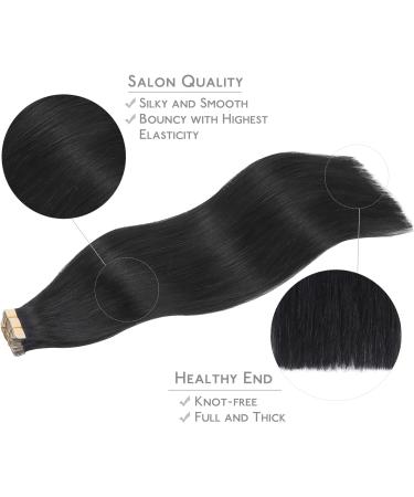 WENNALIFE 18 inch Jet Black Tape in Human Hair Extensions - 20pcs, 50g Remy Real Human Hair Coloured Extensions #1 Jet Black - Buy Online on GoSupps.com
