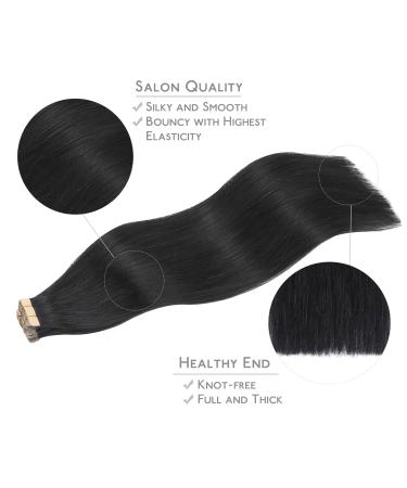 Salife Invisible Tape Extensions - 20Pcs 40g 30cm Deep Black Remy Real Hair - Silky Straight Skin Weft - Buy Online on GoSupps.com