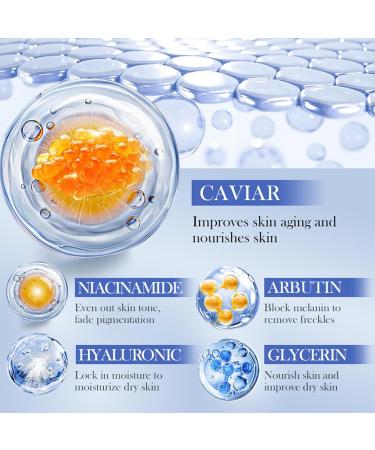 Caviar Essence & Hyaluronic Acid Skincare Set Skin Care Set Face Care Set For Women With Face Cream Toner Cleanser Eye Cream Face Mask Skin Care Routine Pamper Gift Set For Her - Buy Online on GoSupps.com
