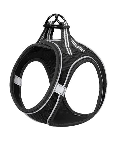 Heele dog harness for dogs dishes dog small soft mesh breast dishes for medium and small dogs adjustable reflective breathable puppy harness reflective black 2xs 2xs (1 Pack) R-black