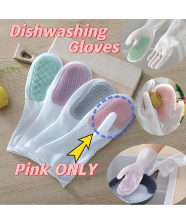 2 Pairs Pink Silicone Dishwashing Gloves Brush Reusable Dish Gloves Medium Women Cleaning Gloves Dishwasher Gloves for Women Kitchen Cleaning - Buy Online on GoSupps.com
