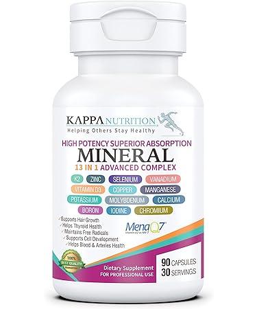 KAPPA NUTRITION (90 Capsules),Vitamin K2, Vitamin D3, Zinc, Selenium, Vanadium, Copper, Manganese, Potassium, Molybdenum, Calcium, Chromium, Iodine, Boron, Mineral 13 in 1 Advanced Complex, from - Buy Online on GoSupps.com