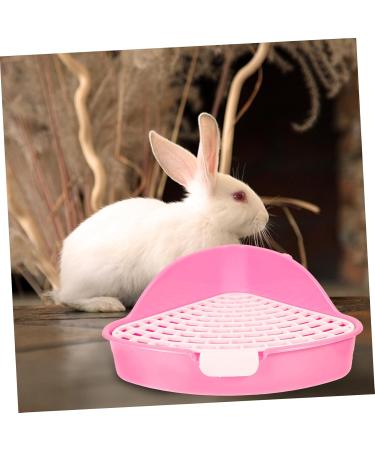 VILLFUL Box Rabbit Toilet Bunny Accessories Small Animal Critter Bath Pet Tub Plastic Cat Litter Tray 33X29.5X14CM Pink - Buy Online on GoSupps.com