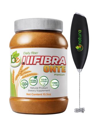 BE Fibra Premium Daily Fiber Supplement 10.5oz Drink Mix Rich in Antioxidants & Vitamins A B12 C & D Supports Digestive Health & Detox Plant-Based Vegan Non-GMO Includes Drink Mixer by BexpertsUSA