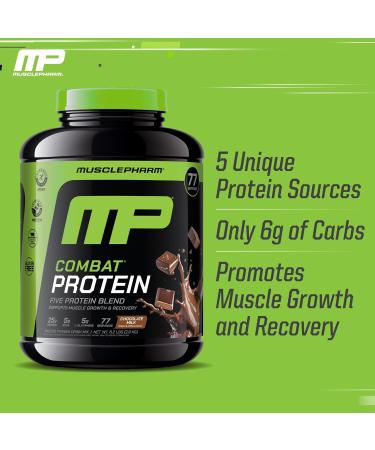 MusclePharm Combat Protein Powder Chocolate Milk Flavor Fuels Muscles for Productive Workouts 5 Protein Sources Including Whey Protein Isolate & Egg Albumin Gluten Free 6.2 lb 77 Servings Chocolate Milk 6.2 Pound (Pac  - Buy Online on GoSupps.com