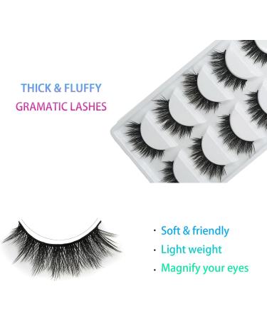 Lashes False Eyelashes Fluffy Russian Eyelash 5 Pairs Strip with Glue Volume Dramatic Fluffy Wispy Natural Eyelashes 3D Thick Long Fake Lashes - Buy Online on GoSupps.com