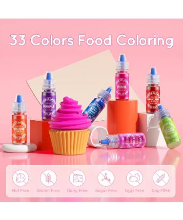 Food Coloring - 33 Food Grade Vibrant Colors Food Coloring Liquid Set Food Dye Color for Baking Icing Cookie Cake Decorating Easter Egg DIY Making Supplies Kit - 0.25 Fl. oz (6 ml)/Bottles - Buy Online on GoSupps.com