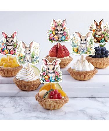 Cupcakes Rabbit Toppers Wafer Rice Paper Cake Toppers Easter Bunny Cupcake Toppers Cake Insert Bunny Decoration Happy Easter Bunnies Dessert Toppers Decoration - Buy Online on GoSupps.com