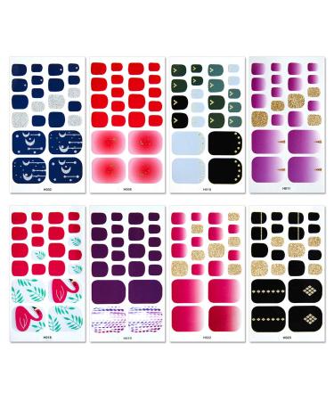 DANNEASY 20 Toe Nail Stickers Full Nail Wraps - Self Adhesive Toenail Polish Strips with File and Cuticle Stick Kit - Buy Online on GoSupps.com