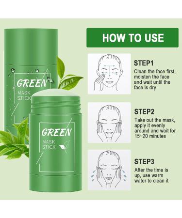 Waymaytecy 2 Pieces Mask Clay Stick Green Tea Cleanse Mask Mask Stick Moisturizing Care Skin Green Pore Stick Beauty Cleansing Care for All Skin Types of Men and Women - Buy Online on GoSupps.com