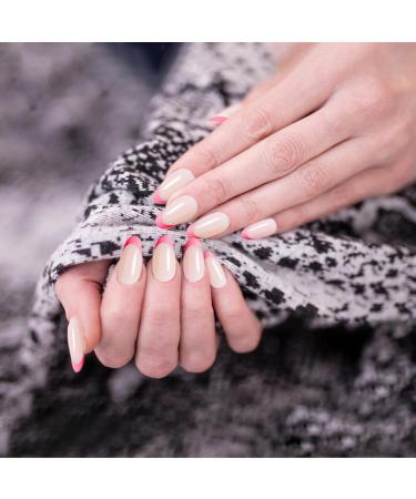 Press On Nails Almond | Fake Nails Almond French False Nails French Style Almond-Shaped Easy to Match for Wedding Masquerade Valentine's Day Dating Puchen Style 2 - Buy Online on GoSupps.com